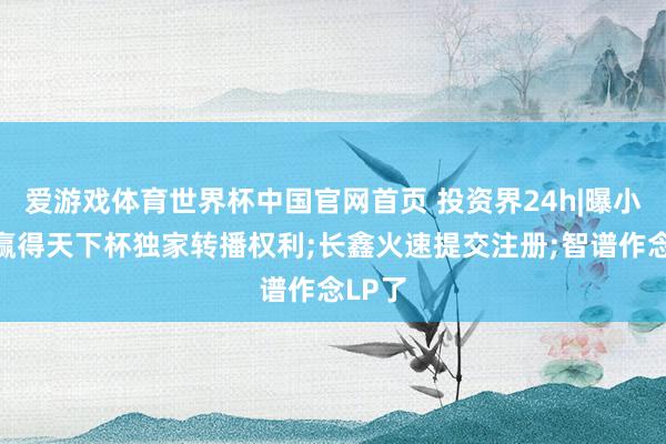 爱游戏体育世界杯中国官网首页 投资界24h|曝小红书赢得天下杯独家转播权利;长鑫火速提交注册;智谱作念LP了