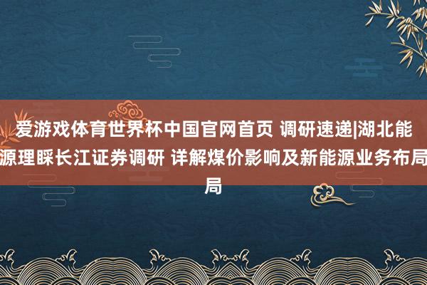 爱游戏体育世界杯中国官网首页 调研速递|湖北能源理睬长江证券调研 详解煤价影响及新能源业务布局