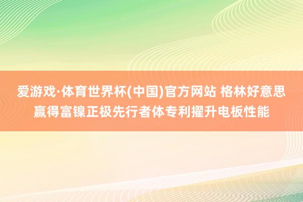 爱游戏·体育世界杯(中国)官方网站 格林好意思赢得富镍正极先行者体专利擢升电板性能