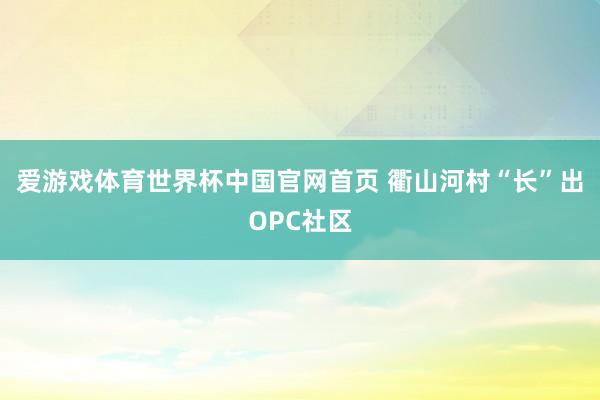 爱游戏体育世界杯中国官网首页 衢山河村“长”出OPC社区