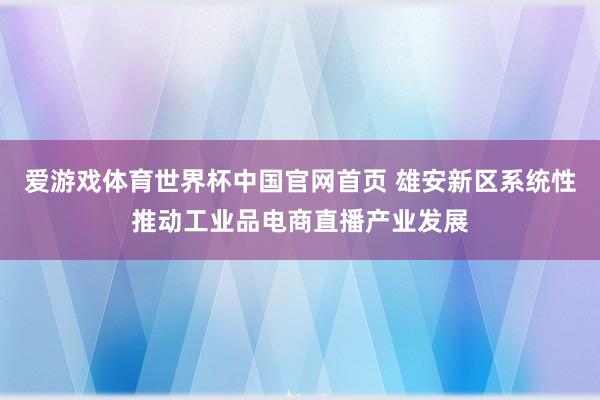爱游戏体育世界杯中国官网首页 雄安新区系统性推动工业品电商直播产业发展