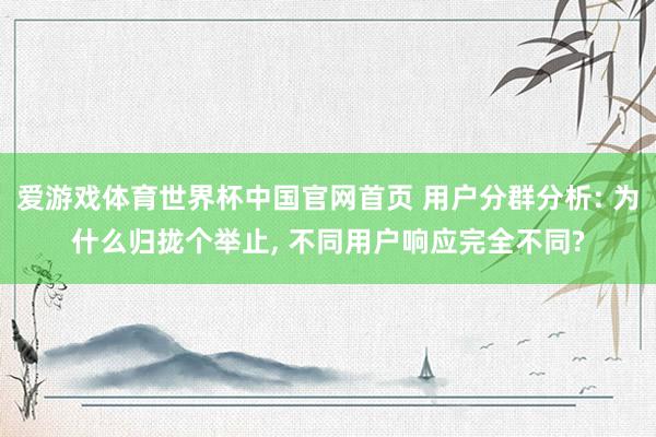 爱游戏体育世界杯中国官网首页 用户分群分析: 为什么归拢个举止, 不同用户响应完全不同?
