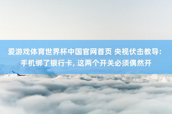 爱游戏体育世界杯中国官网首页 央视伏击教导: 手机绑了银行卡, 这两个开关必须偶然开