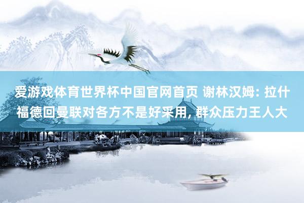 爱游戏体育世界杯中国官网首页 谢林汉姆: 拉什福德回曼联对各方不是好采用, 群众压力王人大