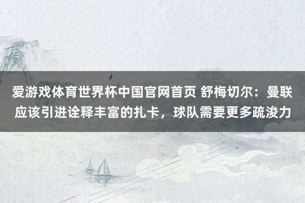 爱游戏体育世界杯中国官网首页 舒梅切尔：曼联应该引进诠释丰富的扎卡，球队需要更多疏浚力