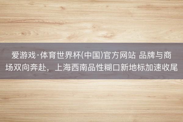 爱游戏·体育世界杯(中国)官方网站 品牌与商场双向奔赴,上海西南品性糊口新地标加速收尾